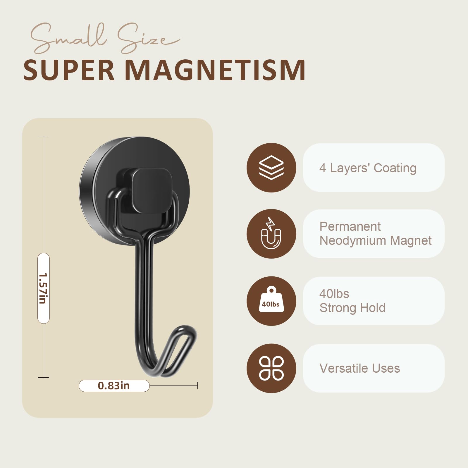 Neosmuk Swing Magnetic Hooks for Cruise Cabins, Heavy Duty 40lb Strong Magnet Hooks, Cruise Essentials for Ship Fridge, Wall - Image 4