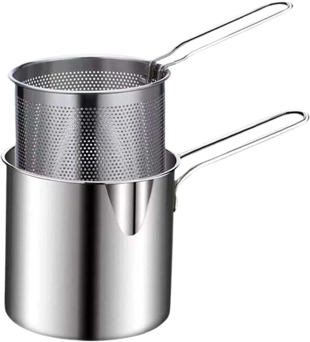 Cloud Search Small Frying Pot with Strainer Basket - Deep Fryer for French Fries, Chicken Wings, Shrimp, Fish, Pasta - Charcoal Water Filters