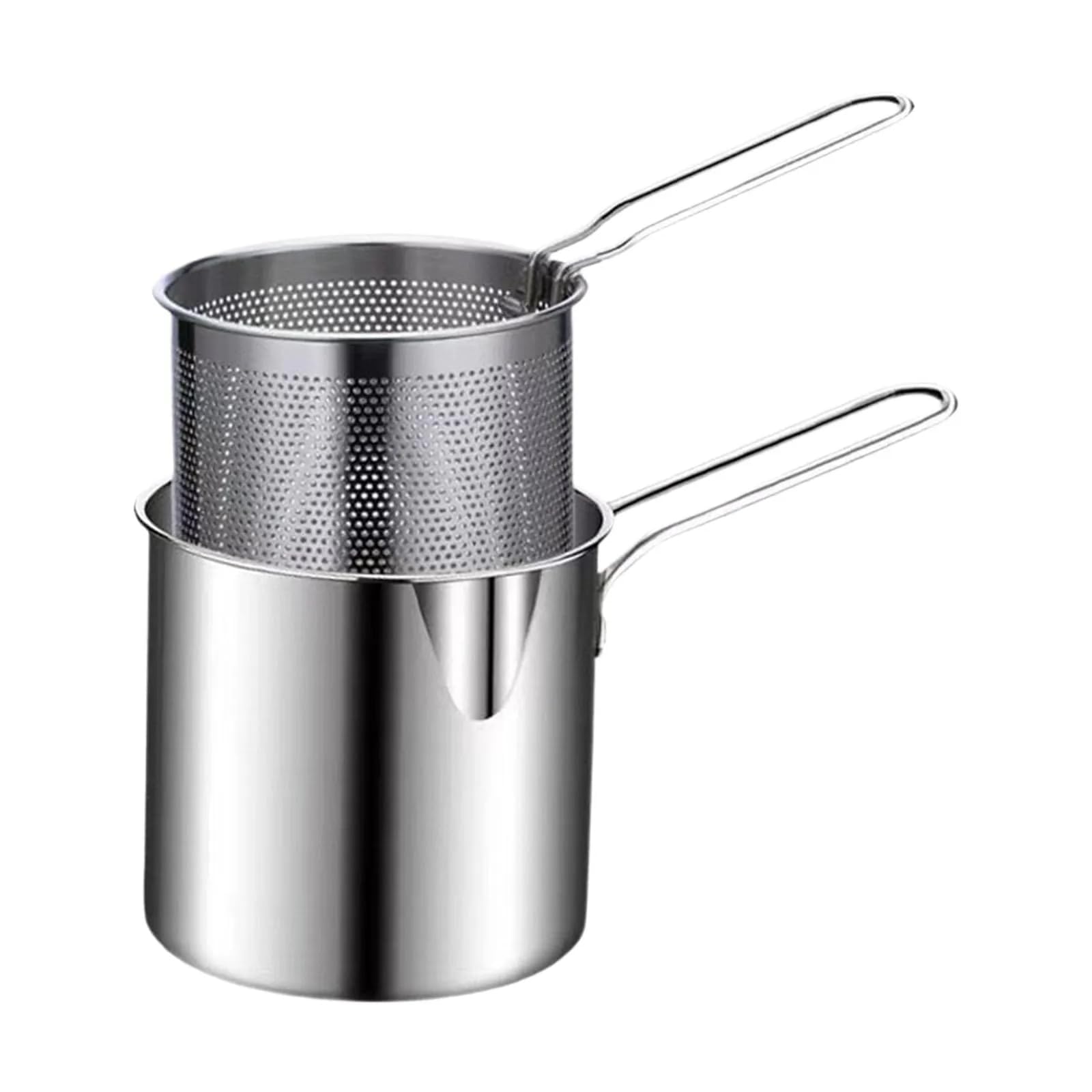 Cloud Search Small Frying Pot with Strainer Basket - Deep Fryer for French Fries, Chicken Wings, Shrimp, Fish, Pasta - Charcoal Water Filters