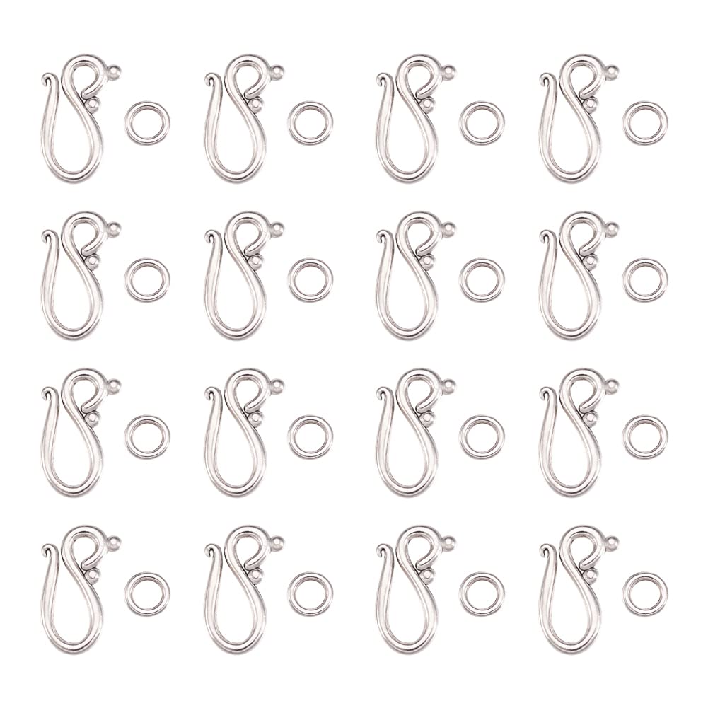 Craftdady 50 Sets Antique Silver S Hook Ring Clasps Tibetan Metal Toggle Clasps Closure End Clasps for Bracelet Necklace Jewelry Making — image 1