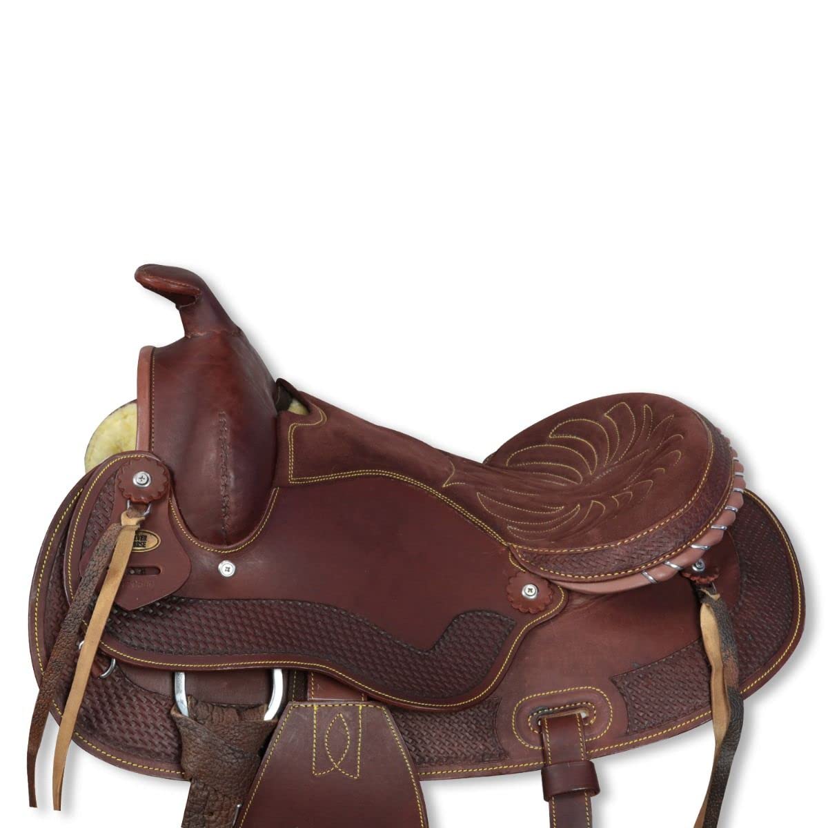Wonder Wish Sella per cavalli western viola, da corsa, in pelle bovina di alta qualità, set di sella per cavalli