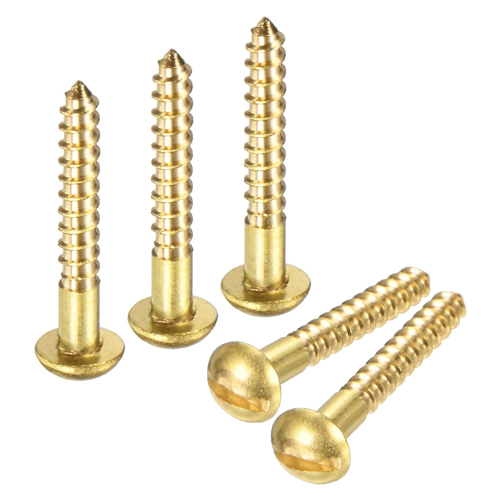 M METERXITY Wood Screws (M2.5 x 16mm, Brass) 30 Pcs - Slotted Round Head Self-Tapping Screw Apply to Woodworking/Furniture/Appliances Repair/Industry/Gardening