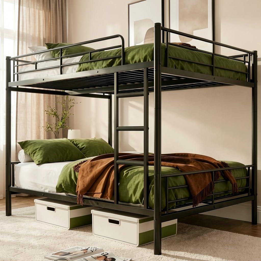 Photo 1 of Mixcous Full over Full Bunk Bed, Black