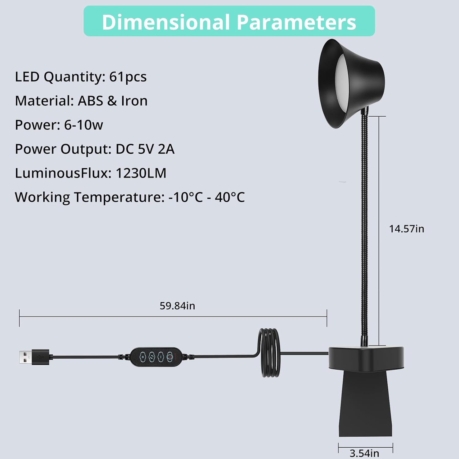 TONYFUL Bed Light for Headboard, Eye Care Reading Lamp, No Drilling Bed Light, 5 Colors & 10 Brightness Book Light with Flexible Gooseneck, Top Ambient Lighting for Bedroom, Desk, Living Room Sofa