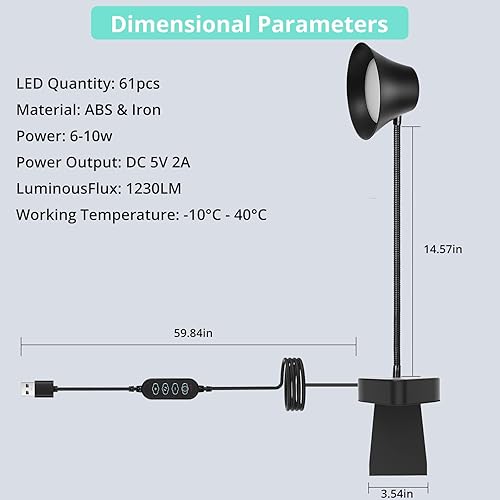 Miniatura 7 de TONYFUL Luz de cama para cabecero, lámpara de lectura para el cuidado de los ojos, luz de cama sin perforación, 5 colores y 10 luces de libro de