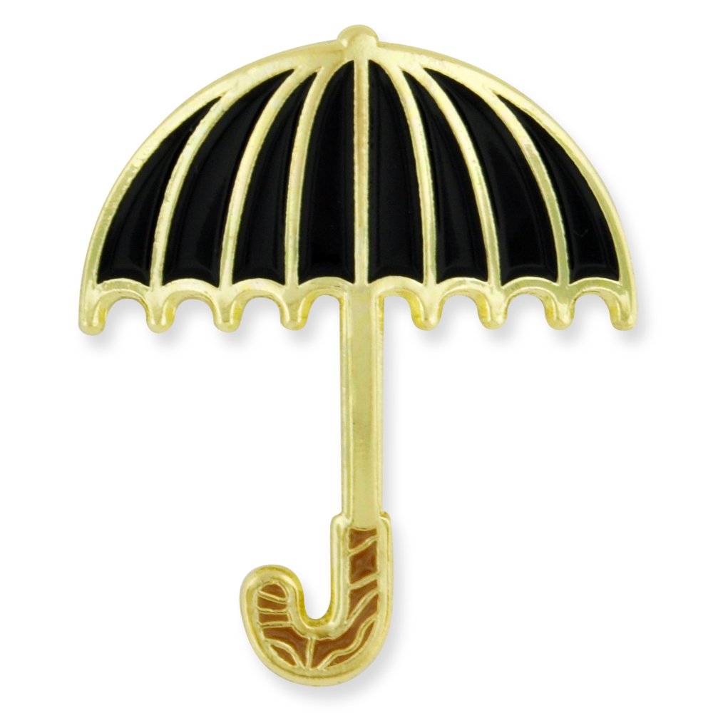PinMart Springtime Enamel Lapel Pin – Celebration Jewelry for Women and Men – Cute Seasonal Clothes Decoration – Gold Color Plated Enamel Pin with Secure Clutch Back 1 Piece Black Umbrella