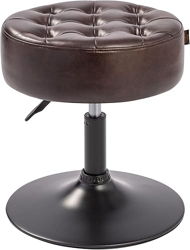 Miniatura 8 de Furniliving Taburete otomano giratorio ajustable de mediados de siglo moderno taburete redondo de gran tamaño para dormitorio, sala de estar (negro