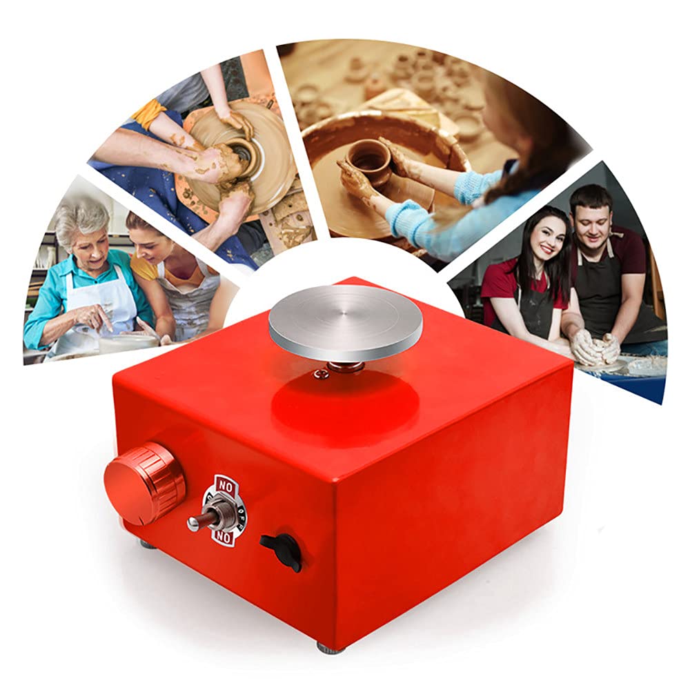 Mini Rueda de Cerámica 6.5cm 10cm Placa Giratoria, Máquina de Alfarería Eléctrica 2000 RPM para Hacer Arcilla, Cerámica, Bricolaje de Cerámica o uso Doméstico,Red