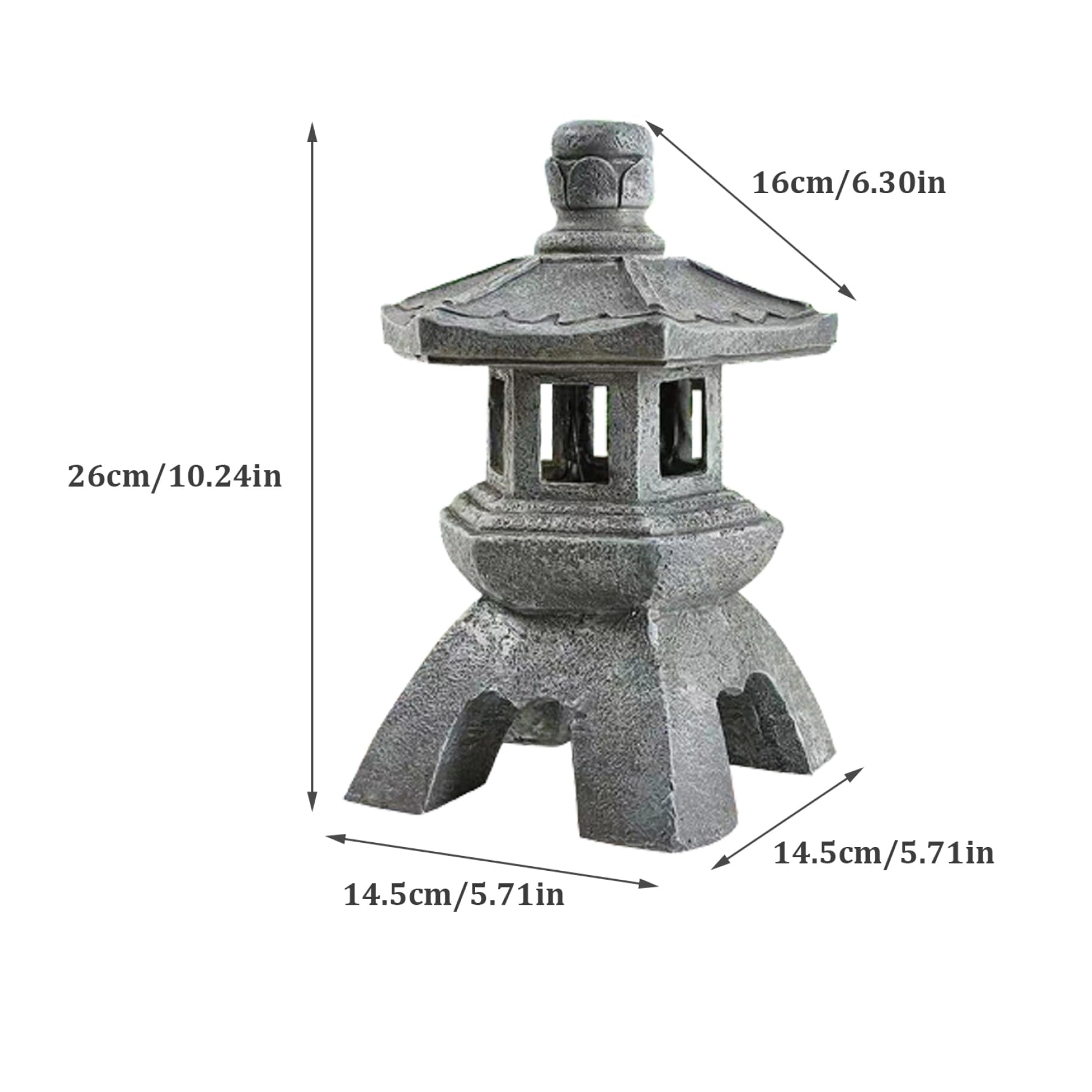 Decoración de jardín, estatua de jardín de pagoda, estilos japoneses, impermeable, estatuas de jardín solares de resina, resistentes a los rayos UV, adornos de jardín al aire libre para patio,
