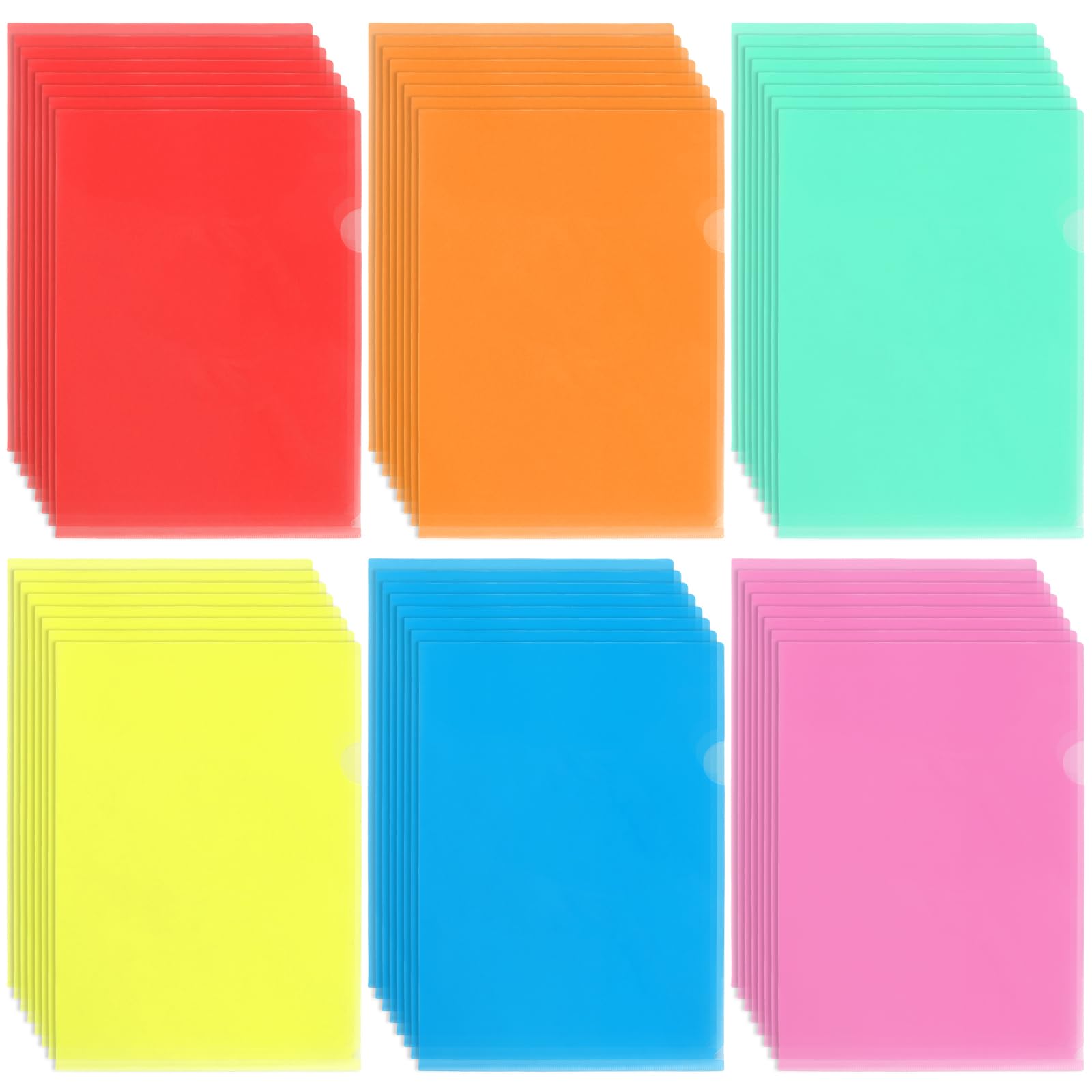 48 cartelle portadocumenti in 6 colori, formato A4, apertura laterale, in plastica, trasparente, per ufficio, scuola, documenti
