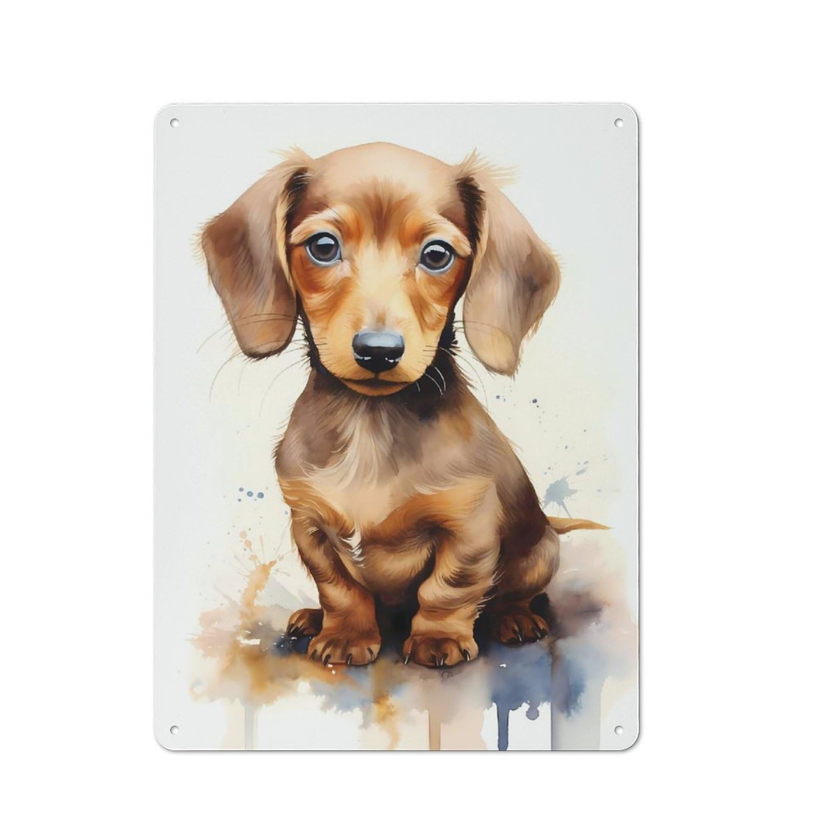 Junmoney Style-15 Dachshund In Watercolor Retro Tin Wall Plaque 40X30cm For Hobby Room Or Studio, New Home Wall Decor For Hobby Room Decor Fans