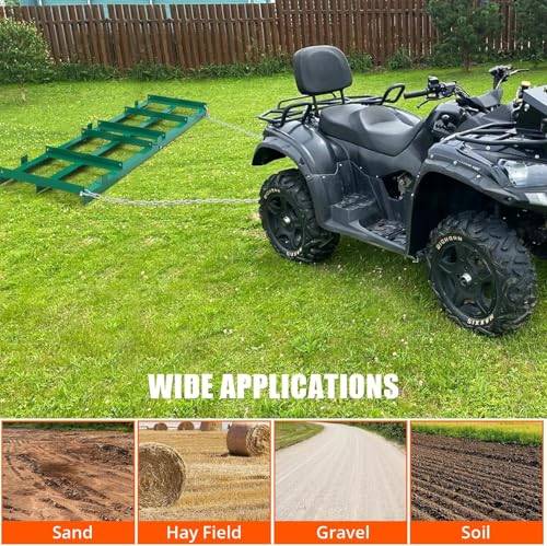KOKEBREN 48" Lawn Leveling Rake & Driveway Drag Harrow - Heavy-Duty Tow-Behind Grading Tool for ATV, UTV, Tractor, Mower - 4FT Reinforced Chain for Gravel, Soil, Yard & Landscape Leveling by KOKEBREN - Used condition - Image 5