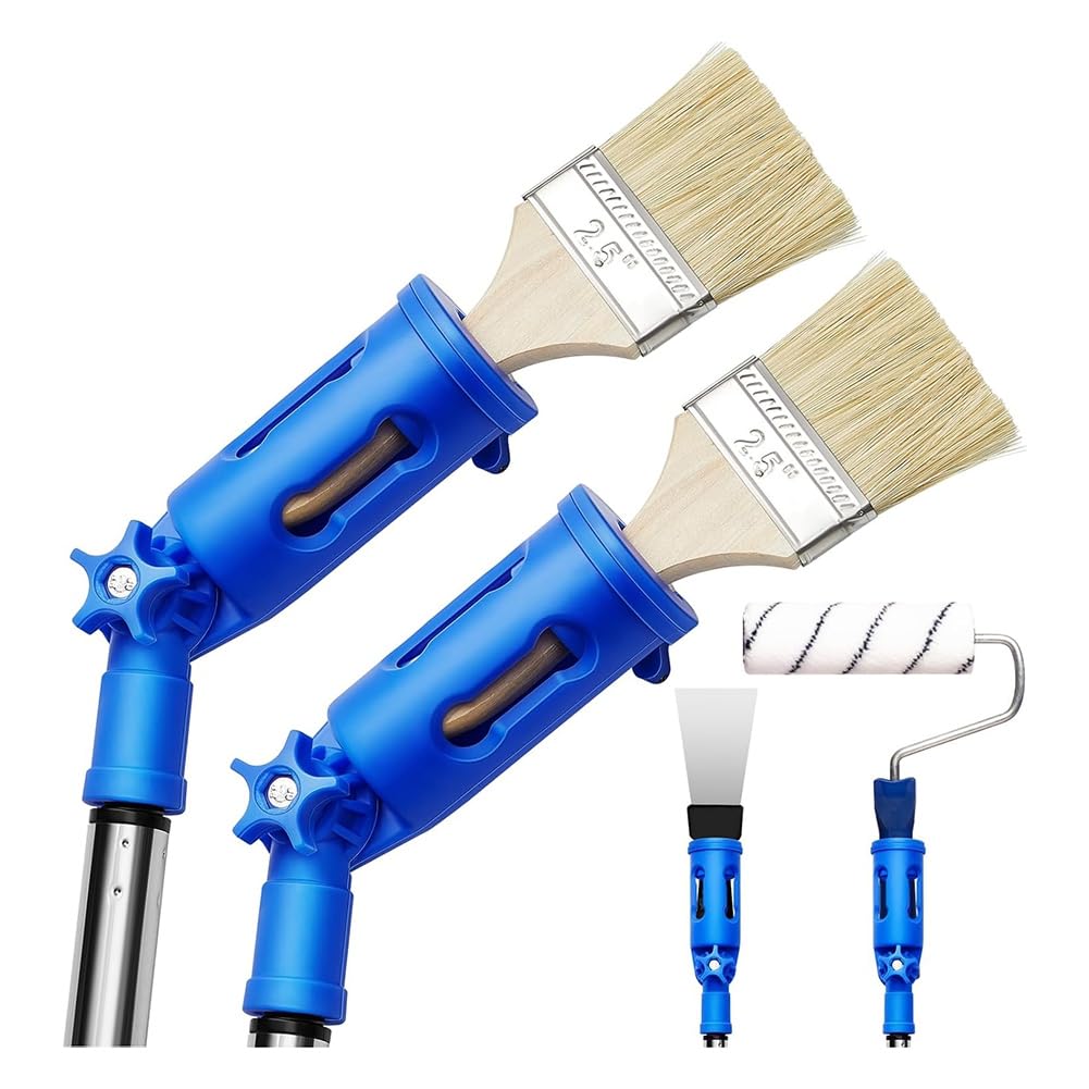 Vjsujehgy 2Pc Paint Brush Extender for Walls Extension Pole Attachments Roller Scraper Paint Brush Holder for Ceilings Trim Corner