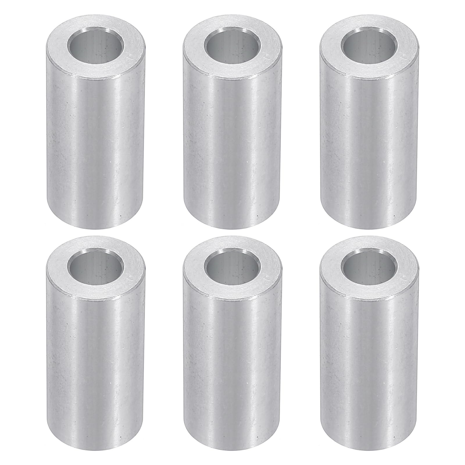 PATIKIL M6 Aluminum Spacers, 6pcs 1/4" x1/2" Round Metal Spacers for 1/4 or M6 Screw Bolts, Unthreaded Standoff Bushing 1"L