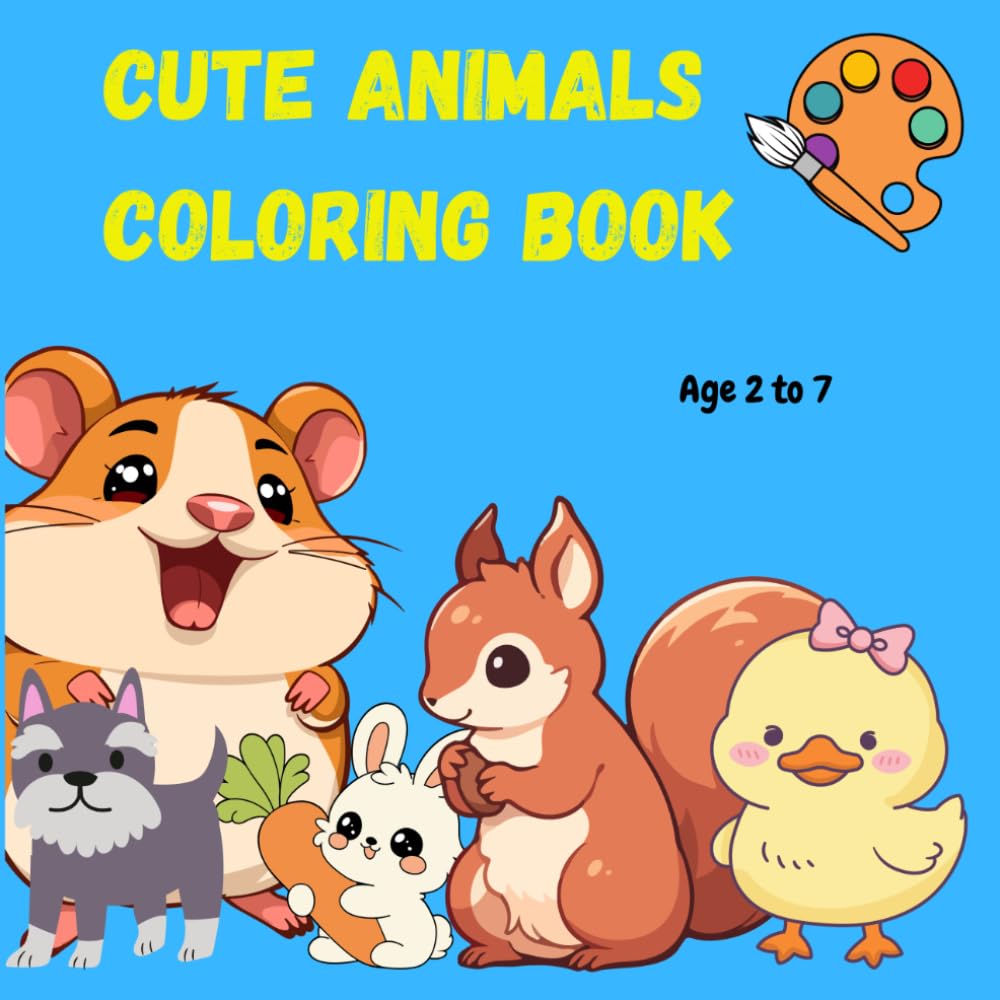 Cute Animals Coloring Book: Educational coloring pages with animals for children 2-7