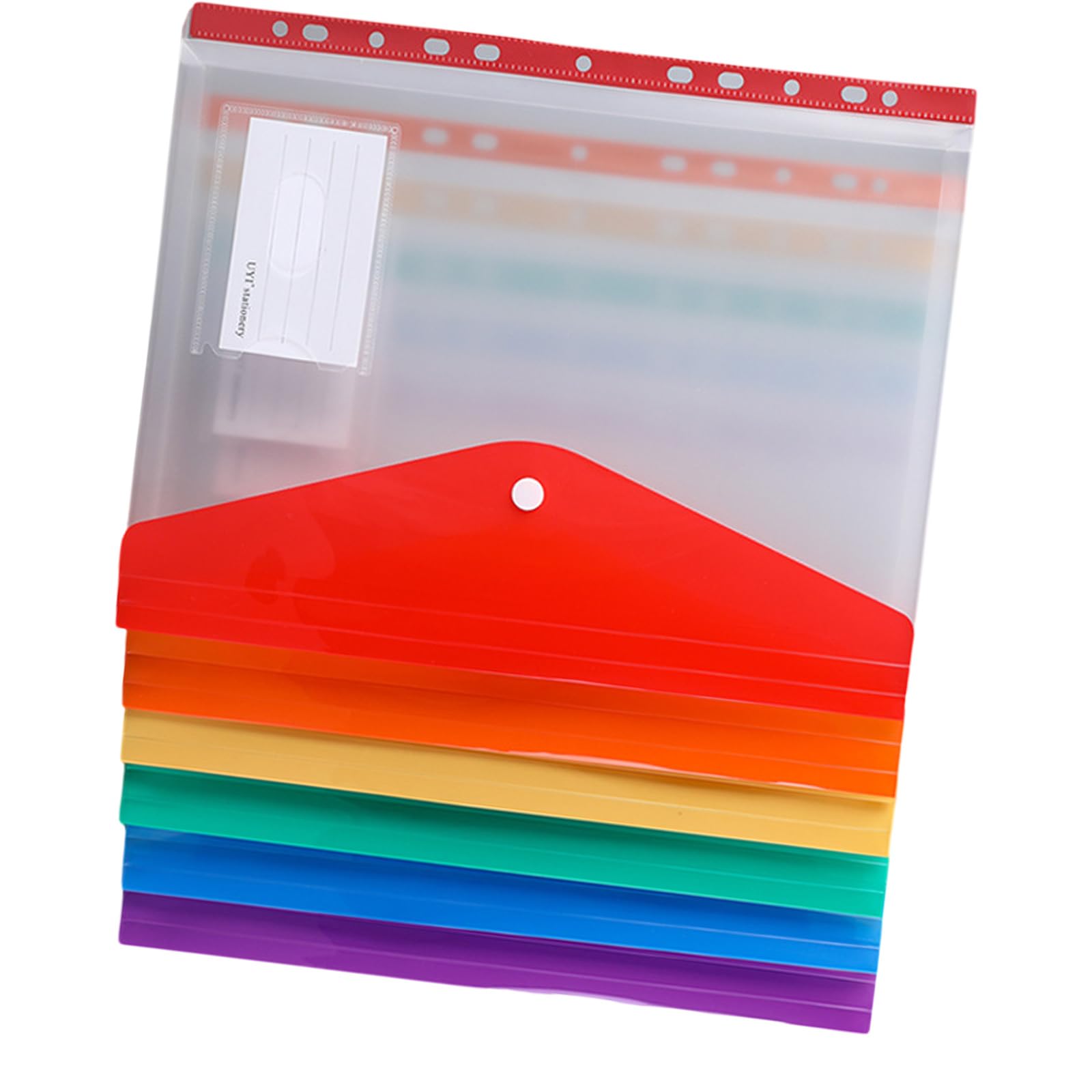 Hkfgdjdl As Shown 6Pcs 11 Holes Punched Pocket Letter Size File Envelope Folder Clear Document Wallet With Button Closure And Label Pocket