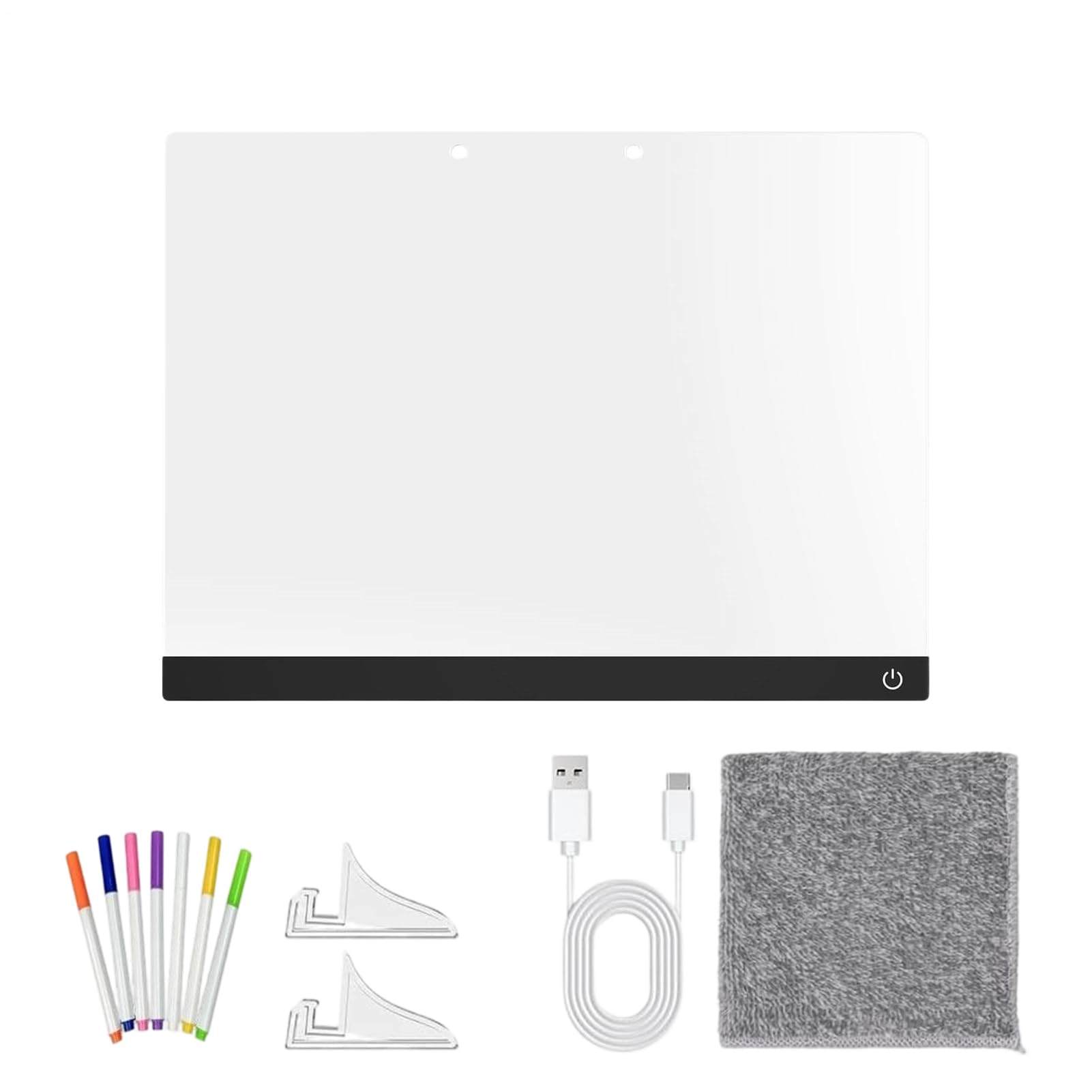 Tableau de notes LED avec 7 marqueurs acrylique effaçable pour bureau - 8