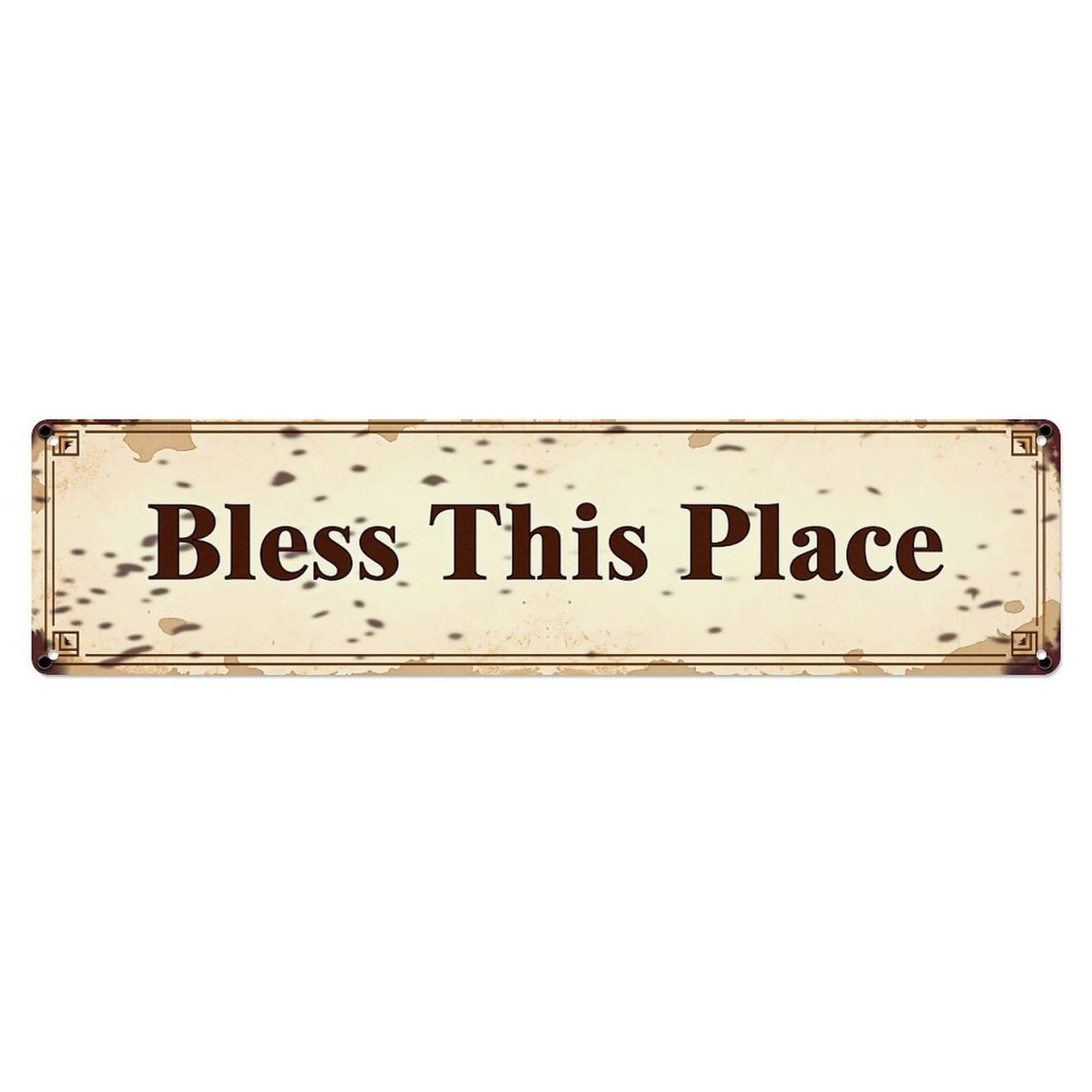Jdyaojiesheng Vintage Bless This Place Sign Tin Sign Retro Metal Wall Decor Metal Poster, Home Bar Garage Farmhouse Cafe Wall Art Decoration 4X16inch