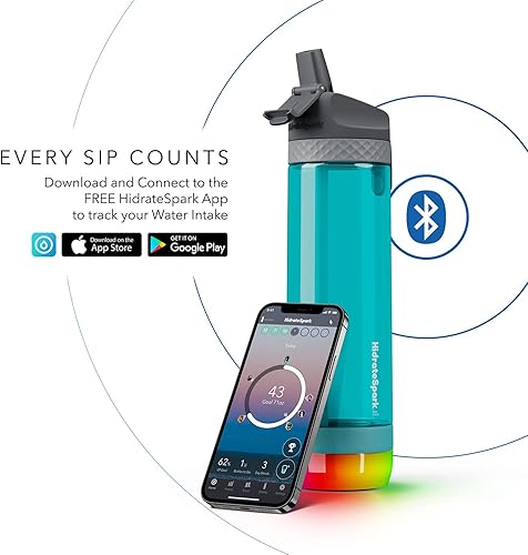 Miniatura 2 de Hidrate Spark PRO Lite Smart Water Bottle  Tritan Plastic  Tracks Water Intake with Bluetooth, LED Glow Reminder When You Need to Drink  Straw Lid,