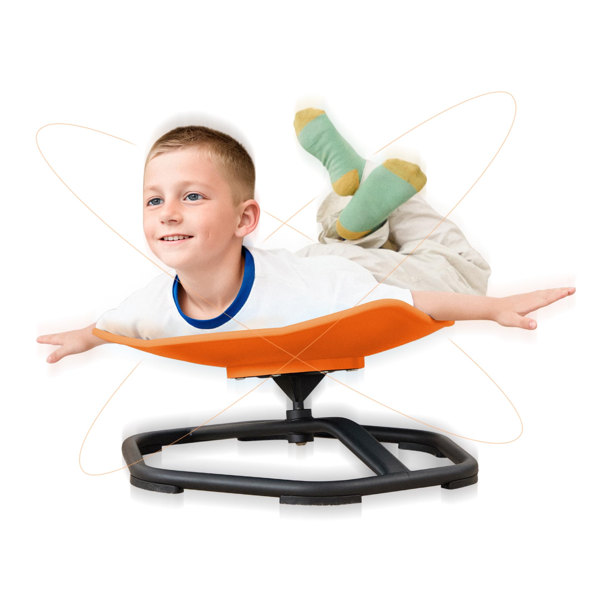 safisipapa Spinning Sensory Chair for Kids, Improves Focus and Concentration,Rainbow Orange Color