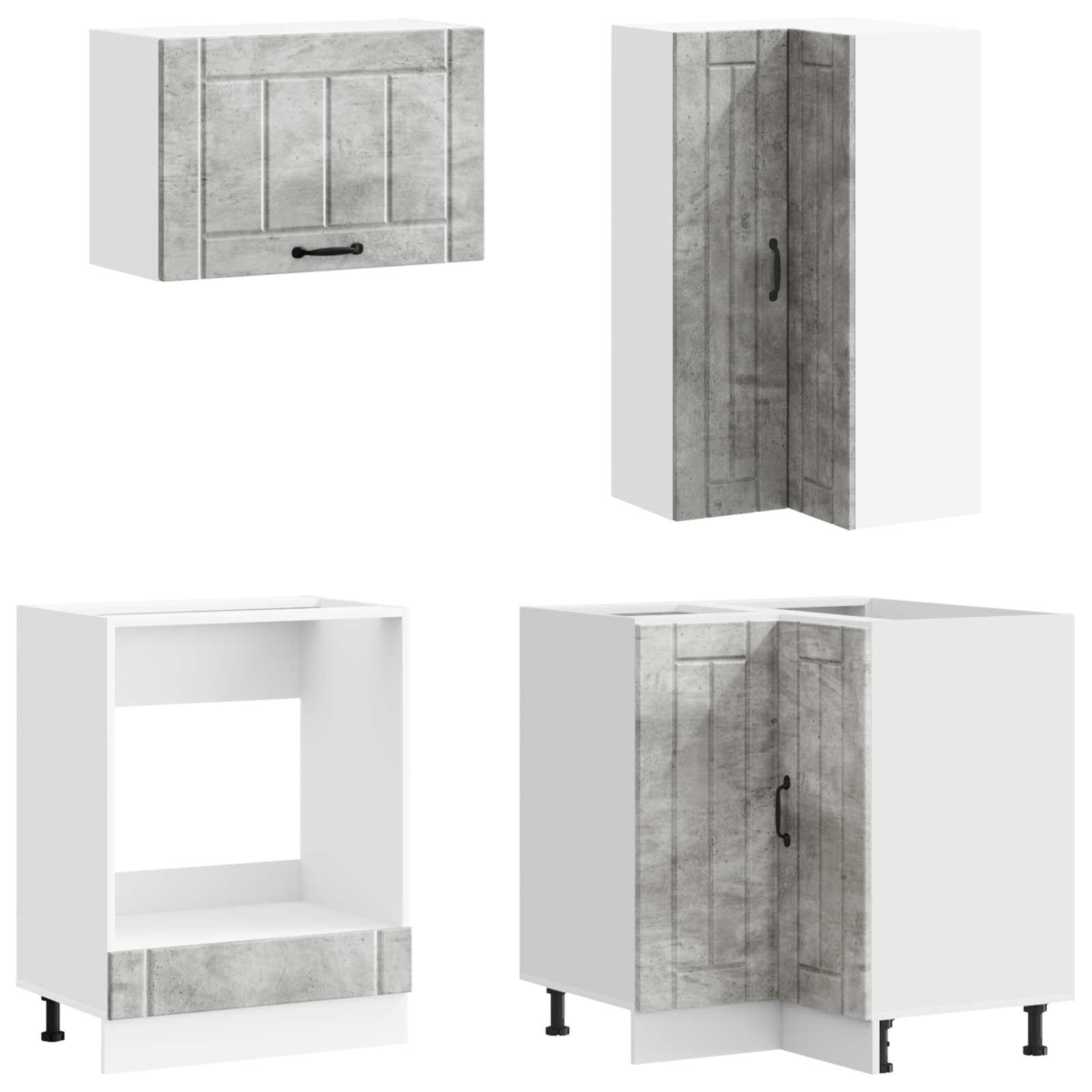 Lucca - Cucina da incasso in legno, 8 pezzi, grigio cemento