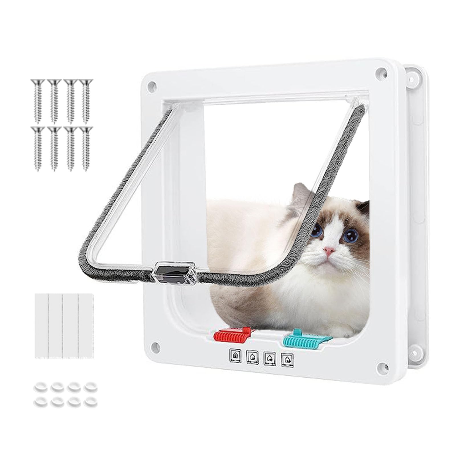streeHerjjkeA1 Puerta para Gato con Cierre magnético de 4 vías 27.5 x 23.5 x 5.5 CM Gateras para Gatos Grandes Puerta de Gato con Cerradura