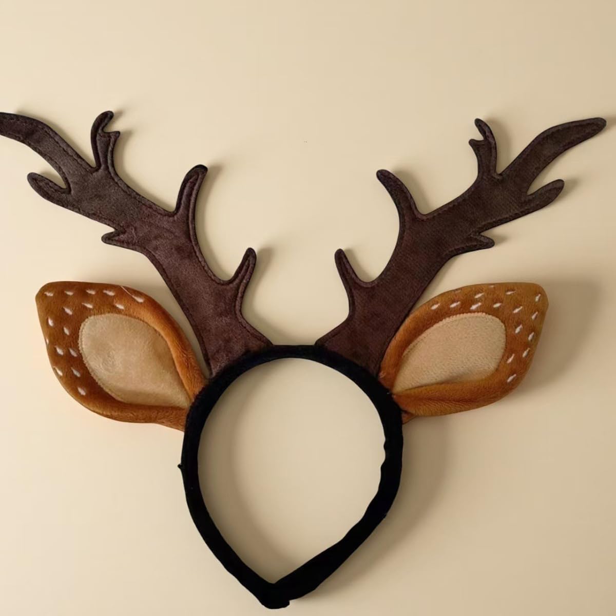 Jaczora Deer Antler Headband for Adults Antler Headpiece,Realistic Horns & Ears Funny Reindeer Costume Accessories for Halloween Christmas Cosplay Party Supplies - Image 3