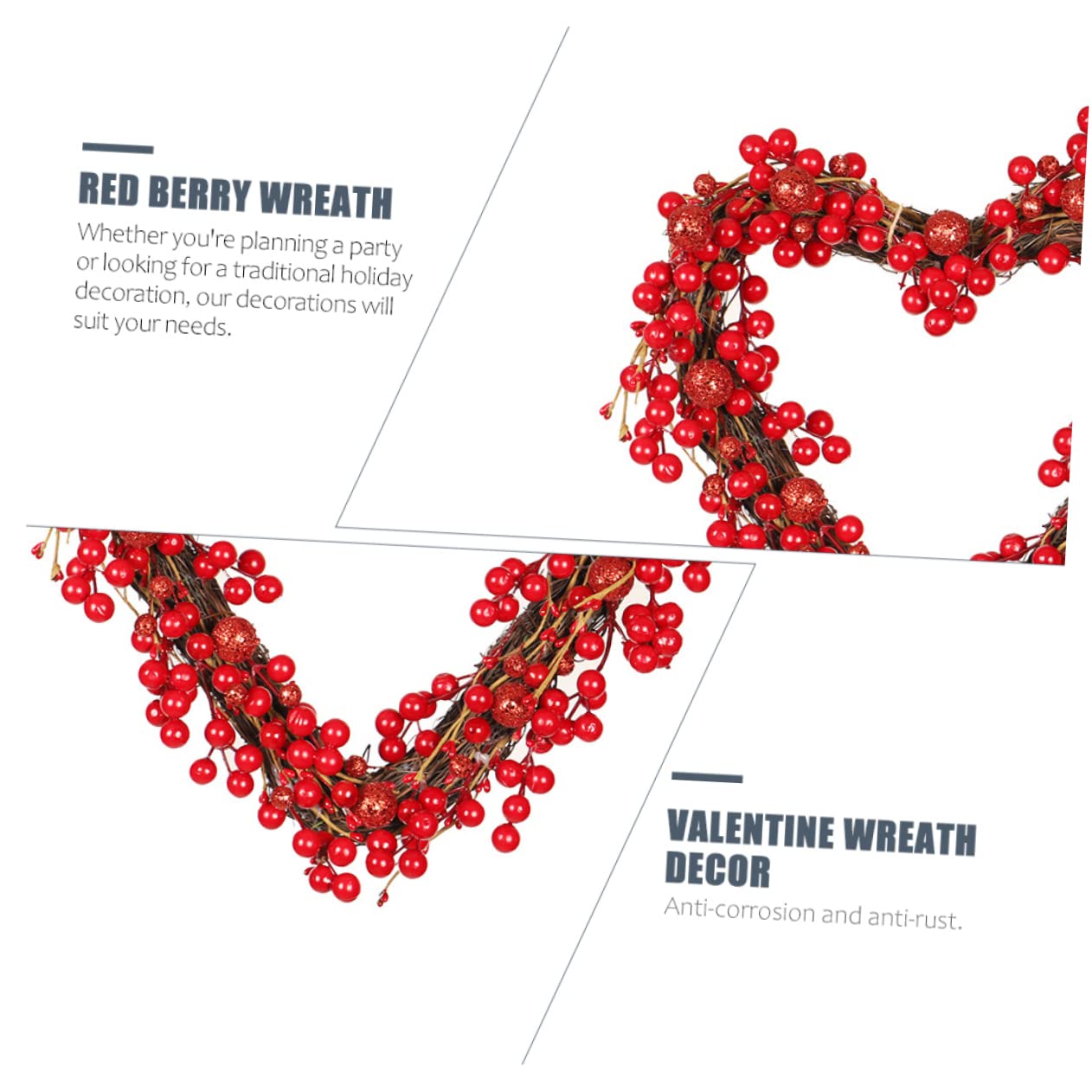 Roter Beeren Kranz Aus Rattan Für Valentinstag Herzförmige Dekoration Für Haustür Romantischer Wandschmuck Für Hochzeiten Und Partys