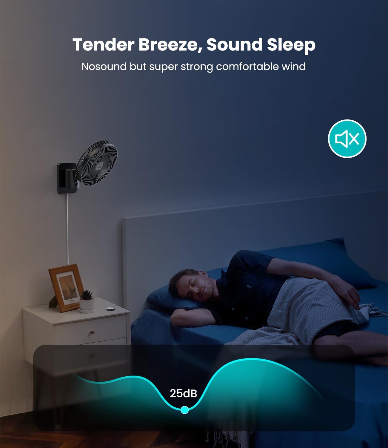 LEMOISTAR 8 Inch Small Wall Mounted RV Fan with Remote Control, 90° Oscillating, 4 Speeds, 4 Timer, Adjustable Tilt, 70 Inch Cord, Quiet, for Corner Bedroom Home Office Garage