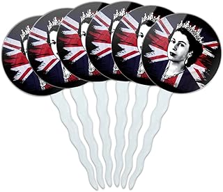 Queen Elizabeth II Cupcake Picks Toppers Decoration Set of 6