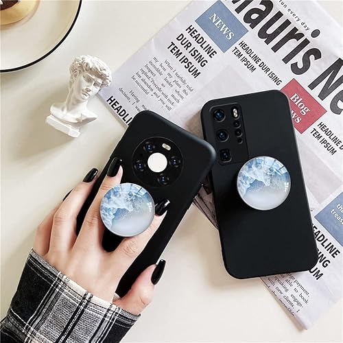 Miniatura 2 de Soporte de agarre móvil plegable de cristal transparente para teléfonos inteligentes y tabletas, accesorio de teléfono celular (onda blanca)