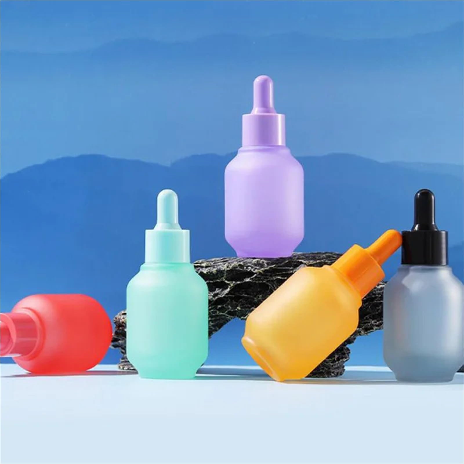 Gotero Botella de vidrio esmerilado rojo for aceite esencial, botellas cuentagotas púrpuras 30ml, contenedor viaje perfume(Purple,20PCS_30ML)