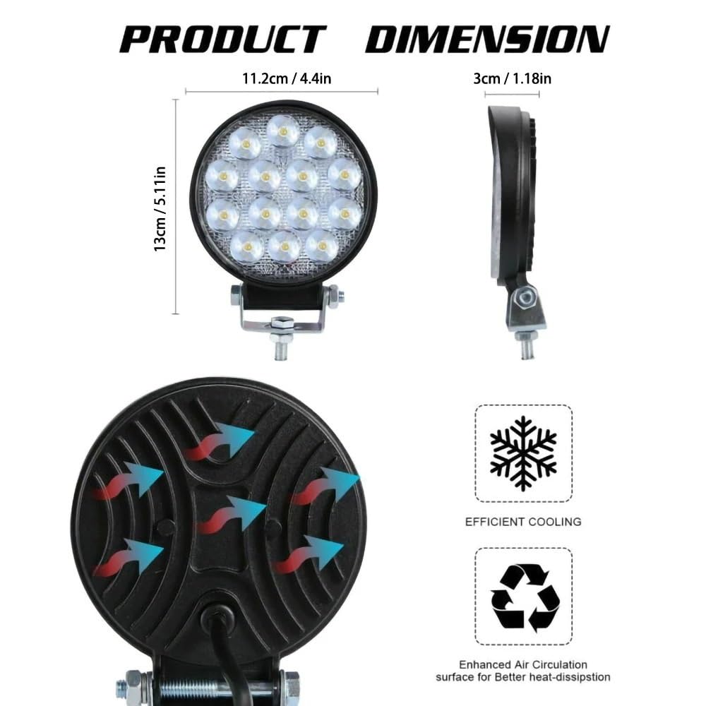 Foco de luz LED de obra redondo de 140W, lámpara de conducción for camión, Tractor, barco, SUV, UTE, 12/24V, 9000LM, 6000K, accesorios for coche, 2 uds.