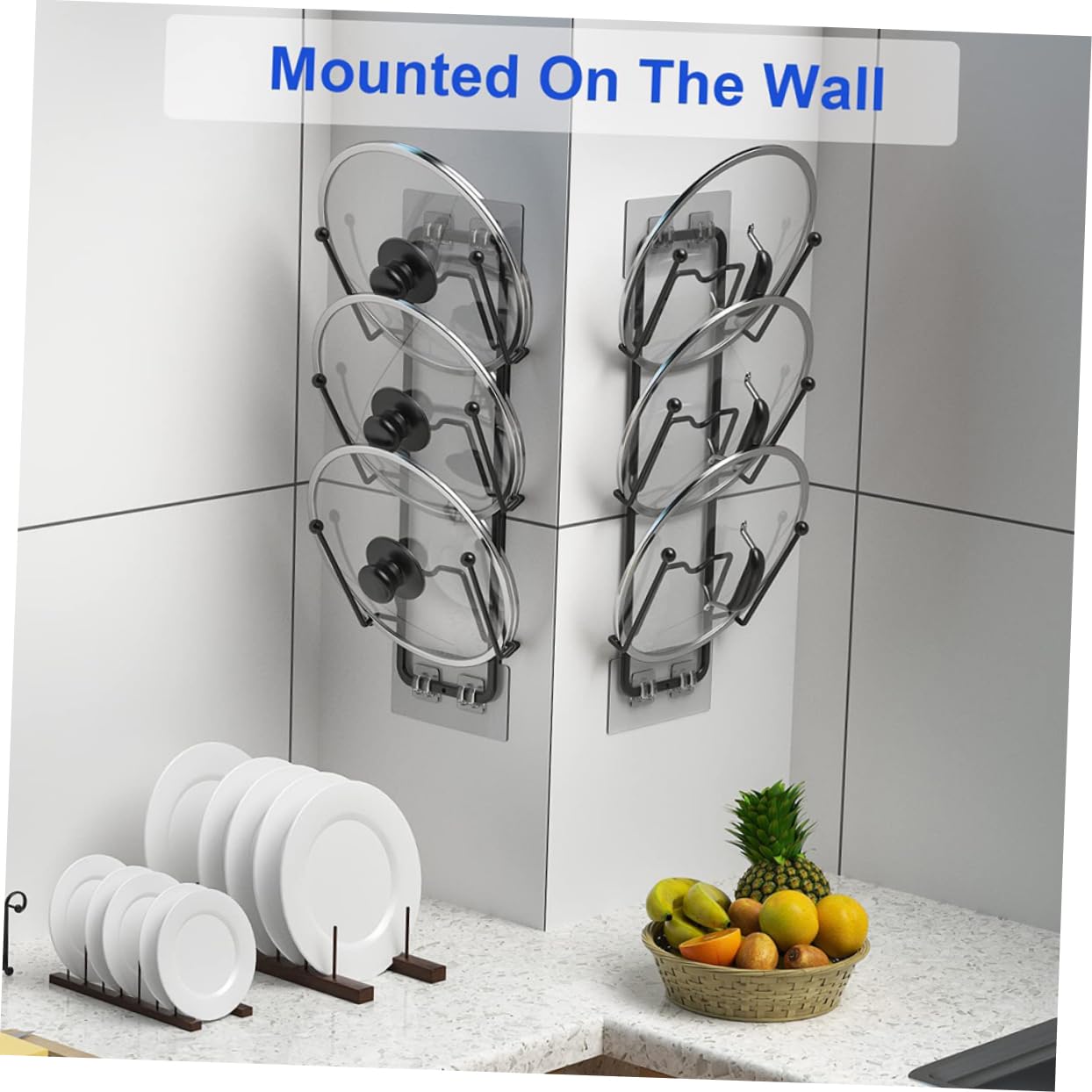 Cabilock 2pezzi Organizer per Coperchi di Pentole Portacoperchi Decorativo per Installazione Design Forma di U Protezione Contro Graffi Pratico per Casa