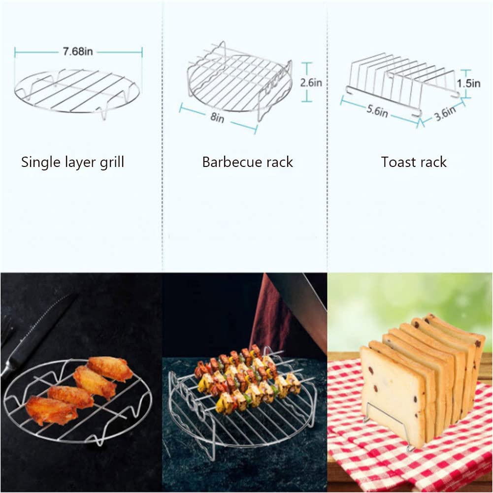 3-stöckiges Dörr-/Gargestell Für Luftfritteusen (bis 5,8 QT) – Edelstahl, Stapelbar, Für Cosori, Ninja, Instant Vortex