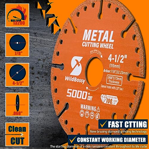 Wildbossy JSJP-005 Diamond Cutting Wheel 4-1/2 Inch (3Pcs) With 7/8 Inch Arbor Hole, Metal Cut Off Disc thumb #1