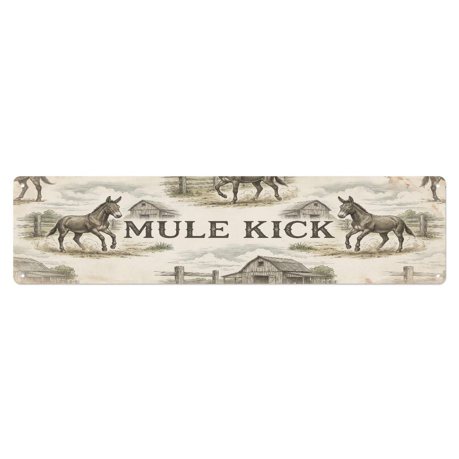 Xanthor Style Metal Tin Sign Vintage Yard Kick Mule Farmhouse Funny Mule Backyard Farm