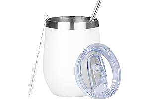 12 Oz Insulated Wine Tumbler with Lid - MEZMUT Double Wall Vacuum Insulated Wine Glass