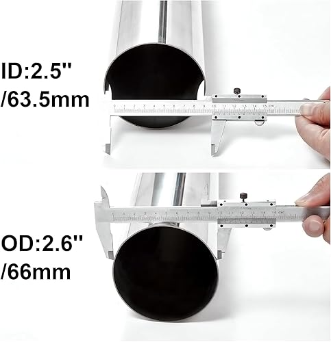 Miniatura 8 de Tubo recto de acero inoxidable 304 de 3 pulgadas, 2 piezas, tubo de escape de mandril de 45 pulgadas de longitud, ajuste universal, sistema de