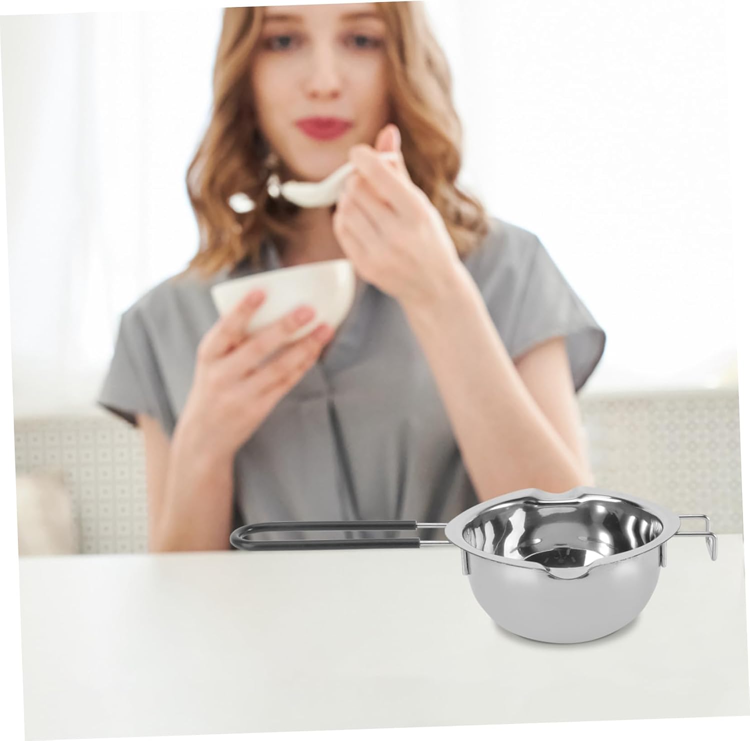 Stainless Steel Chocolate Melting Pot with Silicone Handle and Lid