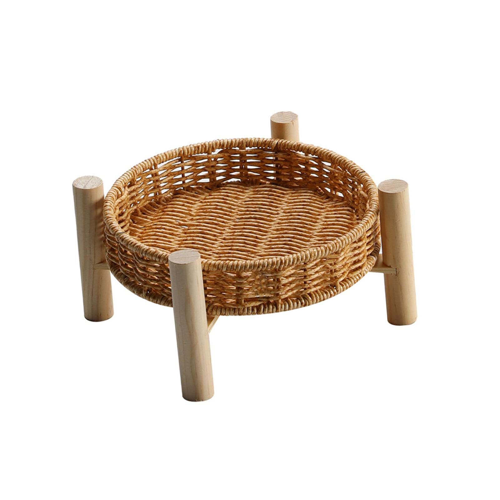 Juego de 5 cestas redondas de ratán para servir verduras y pan, 18 x 10 x 4 cm, 1 neumático