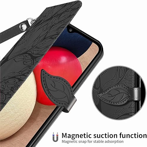 Miniatura 4 de MEUPZZK Funda para Samsung Galaxy A03S funda tipo cartera para Samsung A03S piel sintética de alta calidad en relieve con ranuras para tarjetas