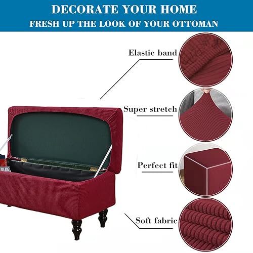 Miniatura 3 de Funda otomana de almacenamiento, funda rectangular elástica para banco de almacenamiento, fundas otomanas de tela jacquard, fundas rectangulares