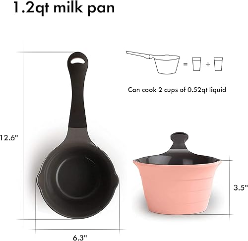 Miniatura 2 de Neoflam Cacerola de 1 cuarto de galón, calentador de mantequilla para hervir, olla de fusión, revestimiento antiadherente de cerámica saludable