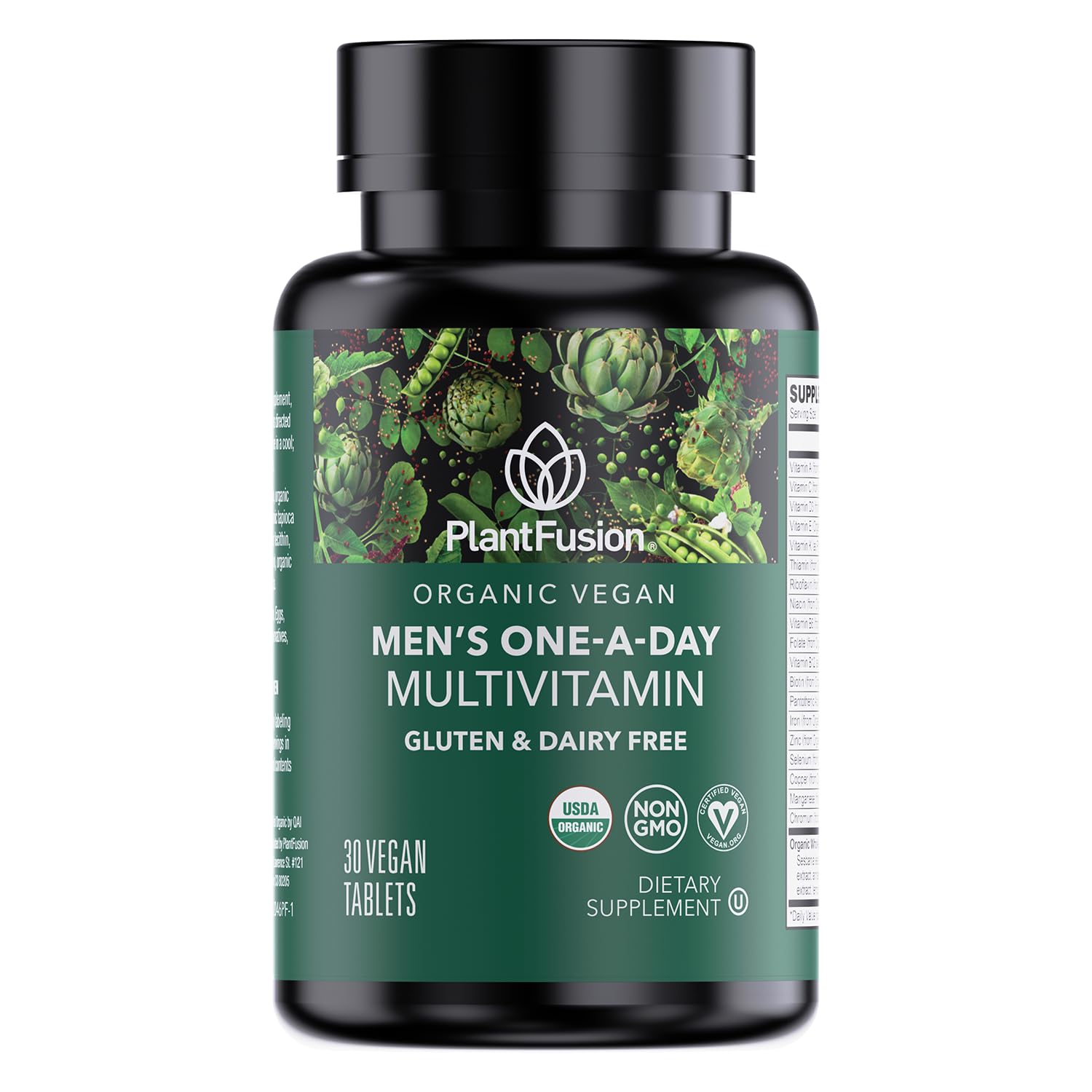 PlantFusion Organic Multivitamin for Men - One Daily Whole Food Blend Men's Multivitamin - Vegan, Non-GMO, Gluten Free & Dairy Free - 30 Tablets (1 Month Supply)