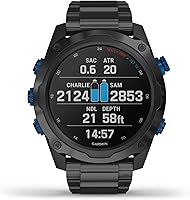 Vista 9 de Garmin Descent Mk2i, computadora de buceo estilo reloj con integración de aire, entrenamiento multideportivo/características inteligentes, titanio