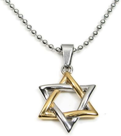 Stainless Steel Jewish Star of David Pendant Necklace Silver-tone Gold-tone