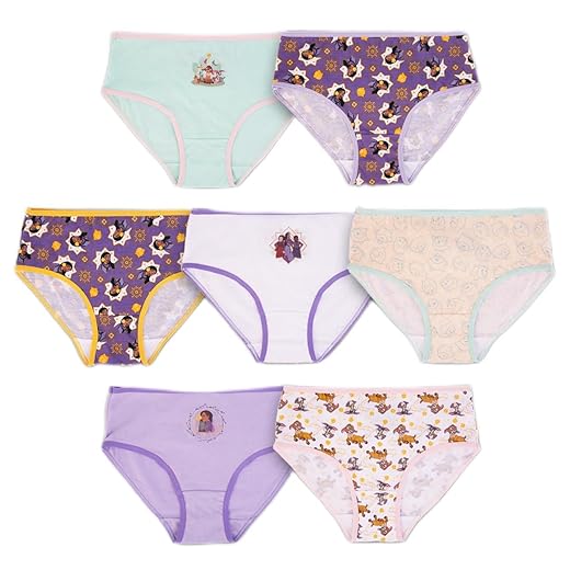 Disney girls Wish 100% Combed Cotton 7-pack Underwear in Sizes 4, 6, 8