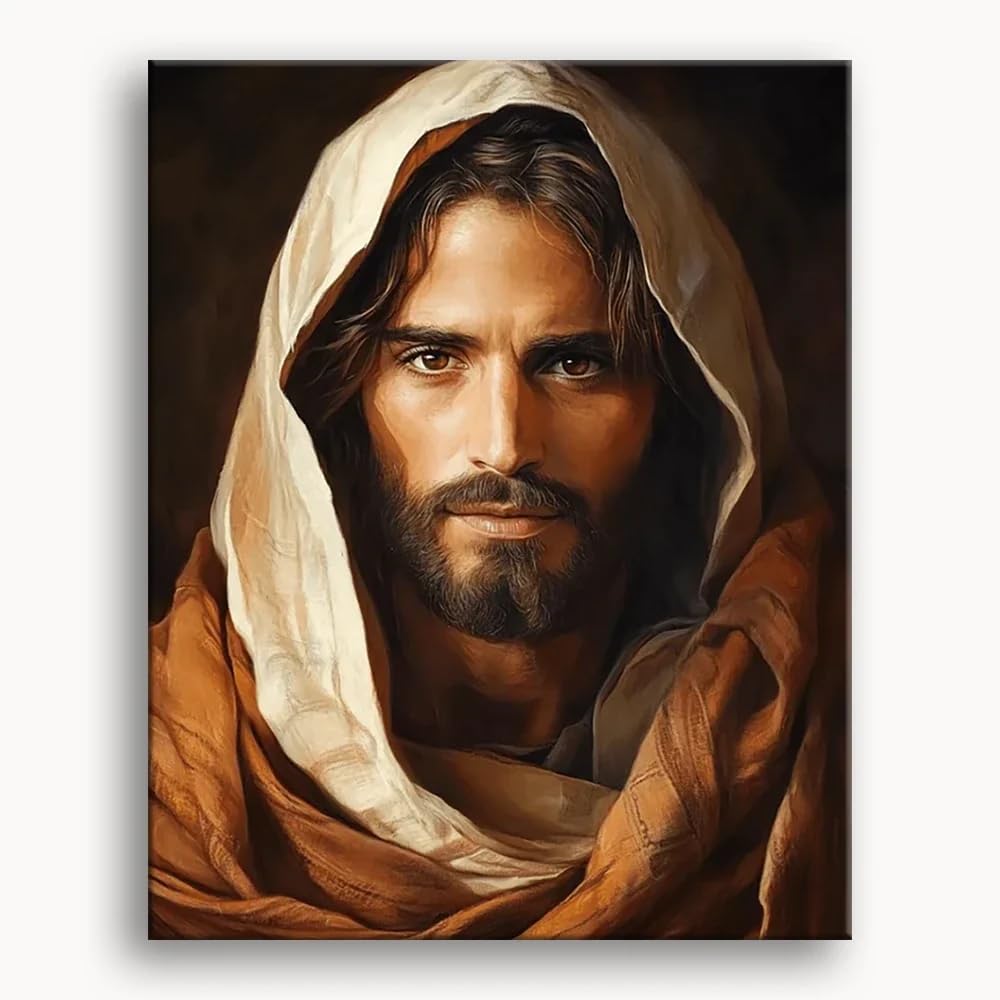 Cloaked Messiah Paint by Numbers Kit, 16x20/20x24/24x32 inches, Linen Canvas, Complete DIY Art Set with Brushes and Acrylic Paint (Frame, 16"x20"(40x50cm))