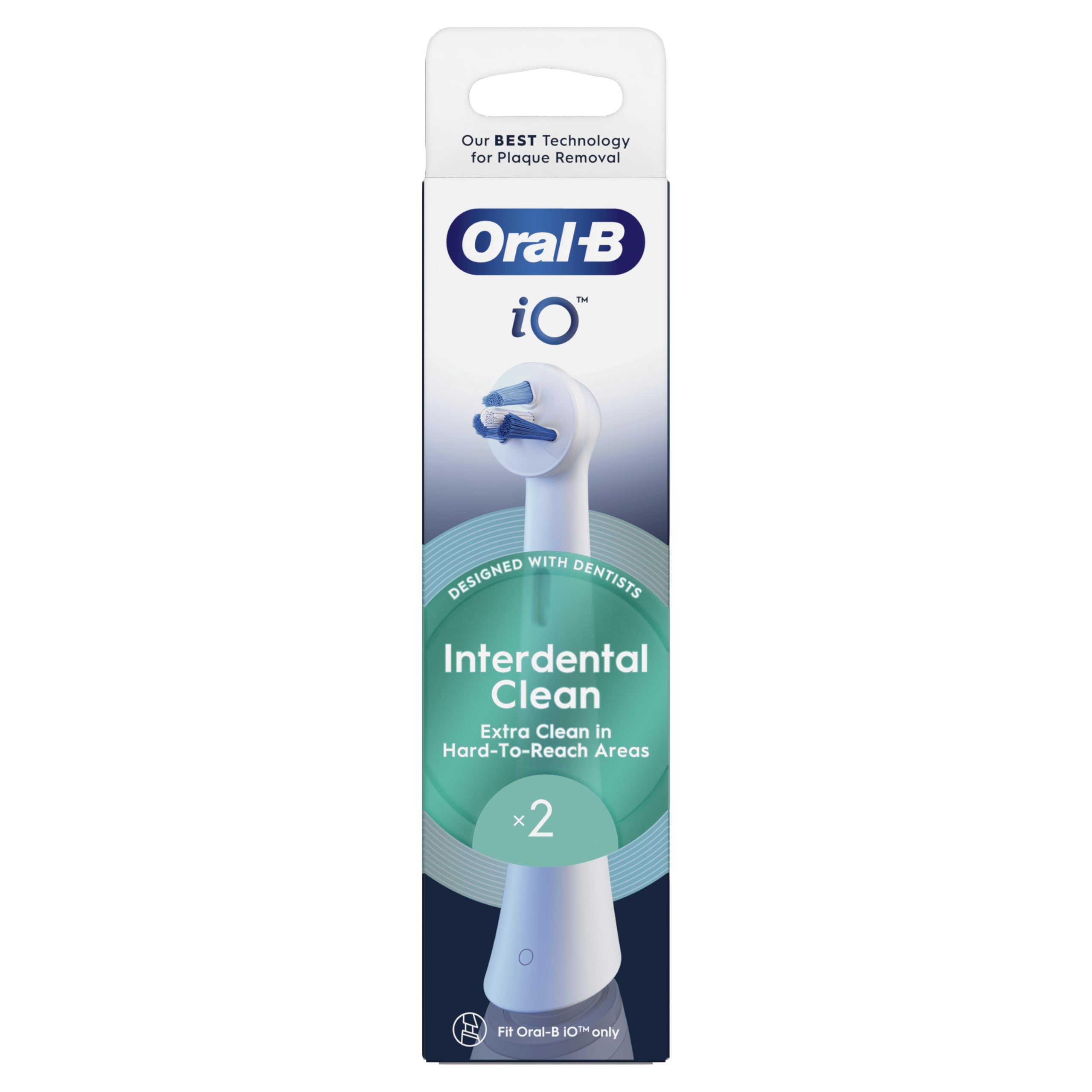 Oral-B iO Interdental Clean, Cepillos redondos auténticos, adecuados para aparatos ortopédicos, implantes y dientes desalineados, x2